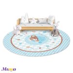 فرش دایره فانتزی عروسکی اتاق کودک خرس مامو آبی ( نانان ) - بهترین سیسمونی نوزاد و دکوراسیون اتاق کودک