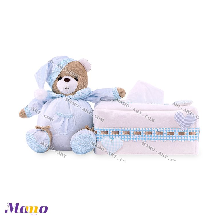 کاور دستمال مستطیل خرس مامو آبی ( نانان ) - بهترین در سیسمونی نوزاد و دکوراسیون اتاق کودک