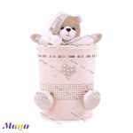 سطل زباله مخمل خرس مامو کرم ( نانان ) - بهترین سیسمونی نوزاد و دکوراسیون اتاق کودک