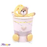 سطل زباله مخمل نوزاد اتاق کودک خرس مامو لیمویی - بهترین سیسمونی نوزاد و دکوراسیون اتاق کودک